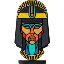 Brand House Doğal Ahşap Dekoratif Üç Boyutlu Soyut Yüz Cleopatra Konsol ve Masa Üstü Hediyelik Maske