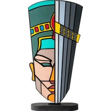 Brand House Doğal Ahşap Dekoratif Üç Boyutlu Soyut Yüz Nefertiti Konsol ve Masa Üstü Hediyelik Maske