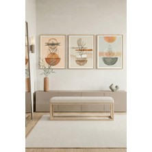 Tontilika Modern Bohem Soyut Botanik 3’lü Ahşap Çerçeveli Tablo Seti