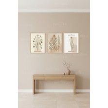 Tontilika Modern Botanik Minimalist 3’lü Ahşap Çerçeveli Tablo Seti