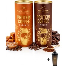 Caffe Mont Protein Coffee Caramel+Mocha - 32 Servis - 2x480 gr - Hediye Shaker