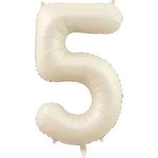 Deniz Parti 5 Rakam Krem Folyo Balon 34''- 76 cm