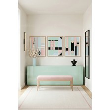 Tontilika Modern Pastel Geometrik Uyum 3’lü Ahşap Çerçeveli Tablo Seti