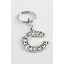 Zero Land Muratech Gümüş Renkli Taşlı Harf Anahtarlık-C