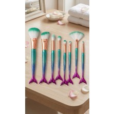  8 parça profesyonel makyaj fırçası seti - turkuaz & mor geçişli