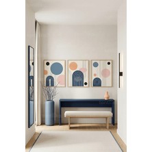 Tontilika Modern Antre Için Soyut Geometrik Şekiller 3’lü Ahşap Çerçeveli Tablo Seti
