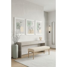 Tontilika Minimalist Botanik Çizimler 3’lü Ahşap Çerçeveli Tablo Seti