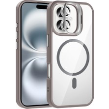 Apple iPhone 17 Kılıf Standlı ve Kamera Lens Hediyeli M-Safe Şarj Özellikli Zore Etro Kapak