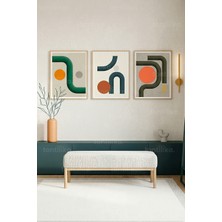 Tontilika Modern Geometrik Soyut Formlar 3’lü Ahşap Çerçeveli Tablo Seti