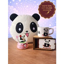 Rüya Kıyısı Panda Kutulu Kupa, Panda Yastık & Işıklı Orta Boy Panda Kar Küresi - Sevgiliye Arkadaşa Hediye