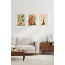 Tontilika Modern Botanik 3’lü Ahşap Çerçeveli Tablo Seti