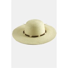 Zero Land Muratech Ahşap Boncuklu Hasır Şapka-Pudra Rengi