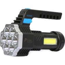 Siv Ticaret PS-3879 USB Şarj Göstergeli Şarj Edilebilir 7*xpe +Cob LED El Feneri