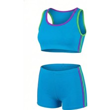 Endeep Kız Çocuk Açık Mavi Bustiyer Şortlu Yüzücü Mayo Bikini Takımı