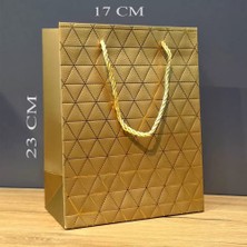 Nemere İthalat Gold Geometrik Desenli Orta Boy Karton Hediye Çantası Nemere Ithalat