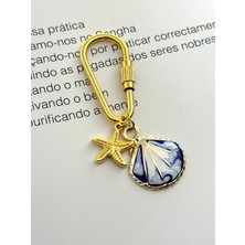 Roshel Charm Anahtarlık Mineli Istiridye ve Deniz Yıldızı Çanta Charm Charm Anahtarlık