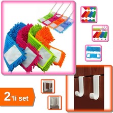 PremiumPort Mikrofiber Makarna Mop Paspas ve Çekmece Kapağı Askısı 2’li Set