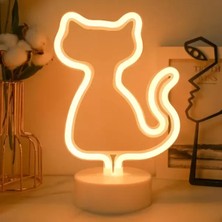Nemere İthalat Neon Işıklı Kedi Tasarımlı Lamba Nemere Ithalat