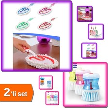 PremiumPort Yumuşak Mikrofiber Duster ve Deterjanlı Bulaşık Fırçası Seti