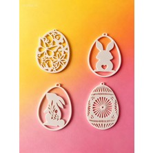 Major Hobi Paskalya Yumurta Süs Seti Tavşan Desenli Dekoratif Askı 7 cm - 3D Baskı