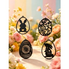 Major Hobi Paskalya Yumurta Süs Seti Tavşan Desenli Dekoratif Askı 7 cm - 3D Baskı