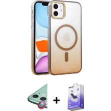 Marsilyan™- iPhone 12 Kılıf Ahenk Doku Özel Seri - Siyah Bilvis 5in1 5d Magic Hayalet Cam Ekran Koruyucu + Kırmızı Raze Metal Kamera Lens