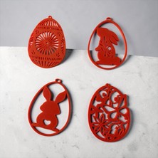 Major Hobi Paskalya Yumurta Süs Seti Tavşan Desenli Dekoratif Askı 7 cm - 3D Baskı