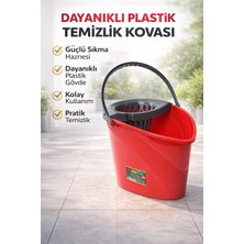 PremiumPort Klasik Smart Mop Temizlik Kovası, Sıkma Hazneli, 14 Lt, Kırmızı