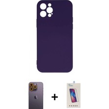 Marsilyan™- iPhone 12 Pro Max Kılıf Ahenk Serisi - Siyah Joko 5d Cam + Sarı Neon Fosforlu Kamera Lens