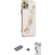 Marsilyan™- iPhone 12 Pro Kılıf Nova Işık Prime - Şeffaf Uv Polymer Nano Ekran Koruyucu + Turuncu Renkli Kamera Lens Koruma Cam