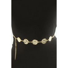 Zero Land Muratech Yuvarlak Metal Zincir Kemer - Sarı