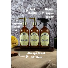 TheBRo 500ML Ahşap Stantlı Elite Serisi El Sabunu,bulaşık Deterjanı,mutfak Temizleyici Şişe