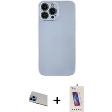 Marsilyan™- iPhone 13 Pro Max Kılıf Ahenk Serisi - Siyah Joko 5d Cam + Mavi Rainbow Kamera Lens Koruma Cam