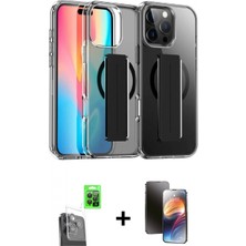 Marsilyan™- iPhone 16 Pro Kılıf Nova Işık Koleksiyonu - Siyah 3D Antistatik Mat Seramik Nano Ekran Koruyucu + Siyah Raze Metal Kamera Lens