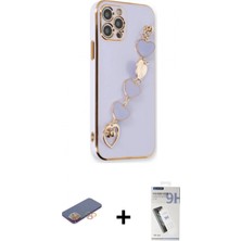 Marsilyan™- iPhone 12 Pro Kılıf Nova Işık Prime - Şeffaf Uv Polymer Nano Ekran Koruyucu + Turuncu Renkli Kamera Lens Koruma Cam