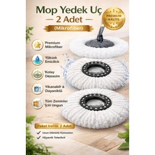 PremiumPort Mikrofiber Döner Mop Yedeği 2'li Set, Tüm Mop Uçlarıyla Uyumlu