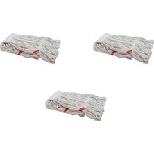 PremiumPort Dar Yedek Islak Mop Püskül Paspas Başlığı, Pamuklu, Beyaz, 17 Cm, 3'lü Set