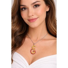 KLC Takı Rodyum Kaplama Kadın Kolye Gs Taşlı Kolye