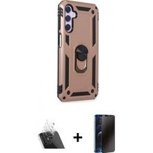Marsilyan™- Galaxy A14 4g Kılıf Ahenk Klasik Koleksiyonu - Siyah 3D Antistatik Hayalet Cam Ekran Koruyucu + Şeffaf Kamera Lens Koruma Cam