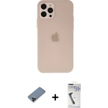 Marsilyan™- iPhone 12 Pro Max Kılıf Atlas Minimal Prime - Şeffaf Uv Polymer Nano Ekran Koruyucu + Siyah Metal Kamera Lens Koruma Cam