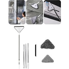 PremiumPort Teleskopik Üçgen Cam Silme Aparatı, Mikrofiber Bezli, Çok Yönlü Temizlik