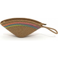 EFW Rome Handmade Hasır Renkli Şerit Detaylı Clutch Çanta