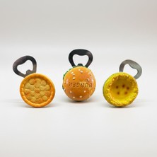 Vitrin Accessories Eğlenceli Burger Atıştırmalık Magnet Seti Mutfak, Buzdolabı, Ofis ve Hediye Için Dekoratif Ürün 3 Adet