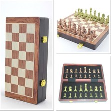 Siv Ticaret Ahşap Kutulu Metal Taşlı Hazneli Satranç Takımı