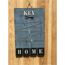 Siv Ticaret Dekoratif Home Keys Ahşap Resimlik ve Notluk (Saks Mavisi) ( Lisinya )