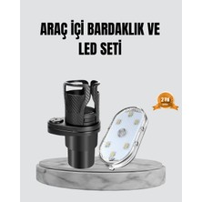 Siv Ticaret 360° Döner Çiftli Bardak Tutucu ve Kablosuz Ambiyans LED Işık Araç Seti - Lisinya