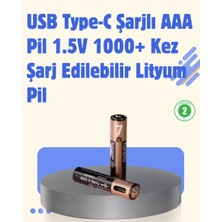 MidasTech USB Type-C Şarjlı Aaa Lityum Pil 1000+ Şarj Döngüsü ile Uzun Ömür Midiastech