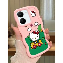 HONTINGA Vivo Y27S Uyumlu Kılıfı Düşüme Önleyici Basitlik Anti Düşme Darbeye Dayanıklı Basit Pembe Yumuşak Silikon Telefon Kılıfı Hello Kitty Desen K9-0090