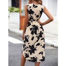 Bi Baksana Kadın Sıfır Kol Kruvaze Yaka Önden Çapraz Kesim Detaylı Desenli Oysho Süprem Elbise