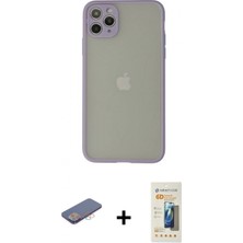 Marsilyan™- iPhone 12 Pro Max Kılıf Ahenk Çizgi Serisi - Siyah 6d Mat Seramik Hayalet Nano Ekran Koruyucu + Pembe Renkli Kamera Lens Koruma Cam